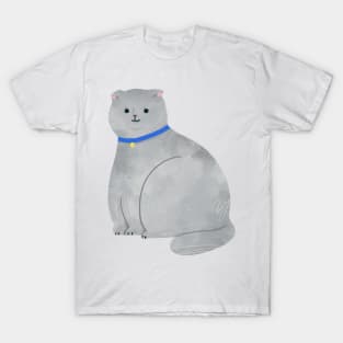 scottish fold cat, Grey Cat T-Shirt